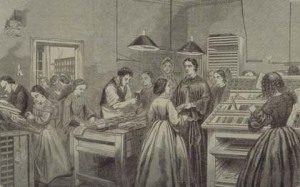 An illustration of the Victoria Press. Courtesy of    History of Women.