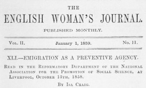 Isa Craig was a major contributor to The English Woman's Journal. Courtesy of Magazines for Women:IV.